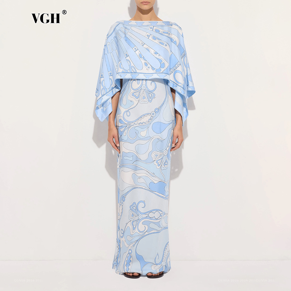 Women'S Formal Wear Suit - VGH Açık Mavi Soyut Baskılı İki
