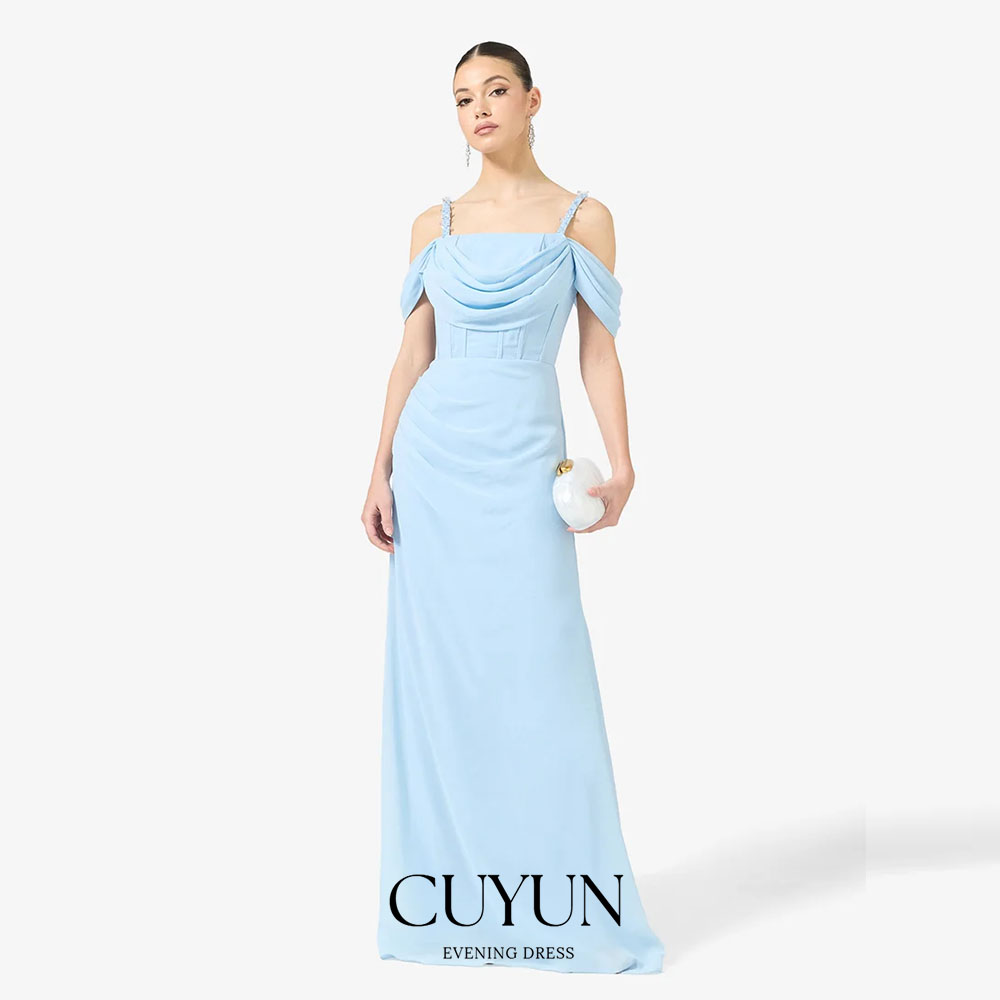 Women'S Formal Dinner Wear - CUYUN Özel Tasarım Gökyüzü Mavisi Resmi