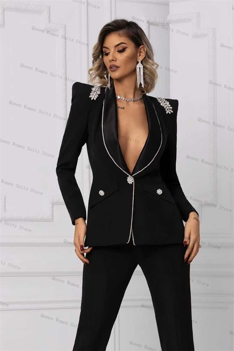 Women Formal Wear With Black Blazer - Kristal Siyah Kadın Takım Elbise 2