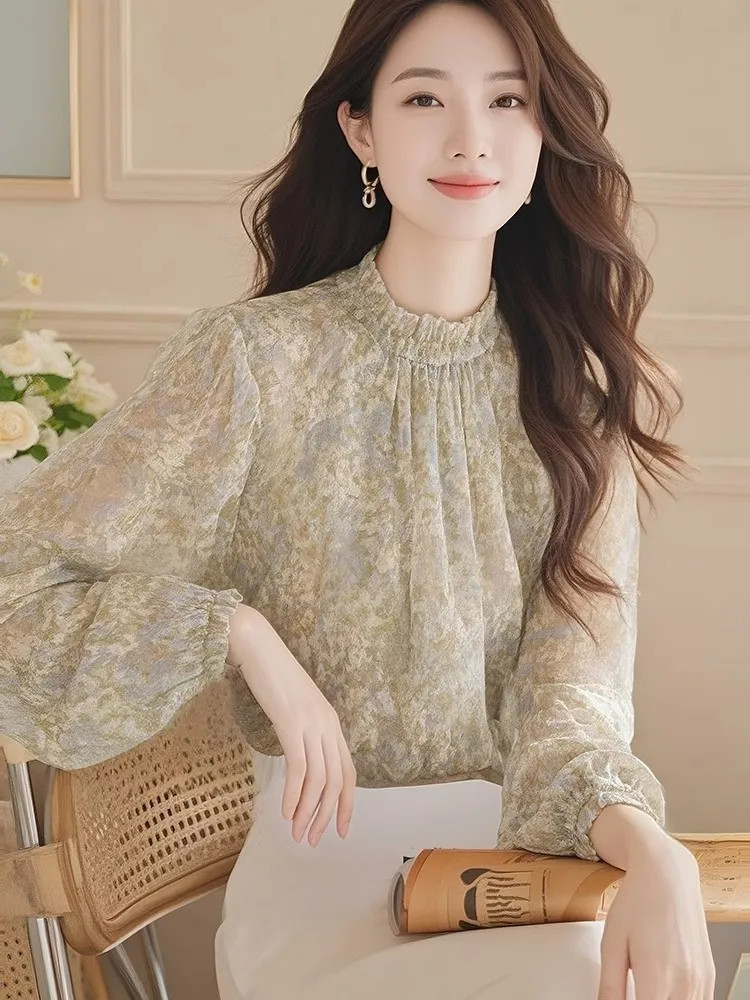 Women'S Gothic Formal Wear - Uzun Kollu Saten Pileli Düğmeli Bluzlar