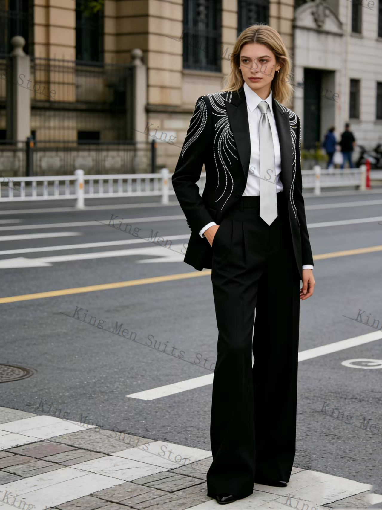 Women Formal Wear With Black Blazer - Siyah Kadın Takım Elbise Seti 2