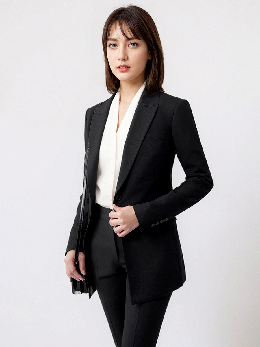 Women Formal Wear With Black Blazer - Kadın Takım Elbise Set Blazer Pantolon
