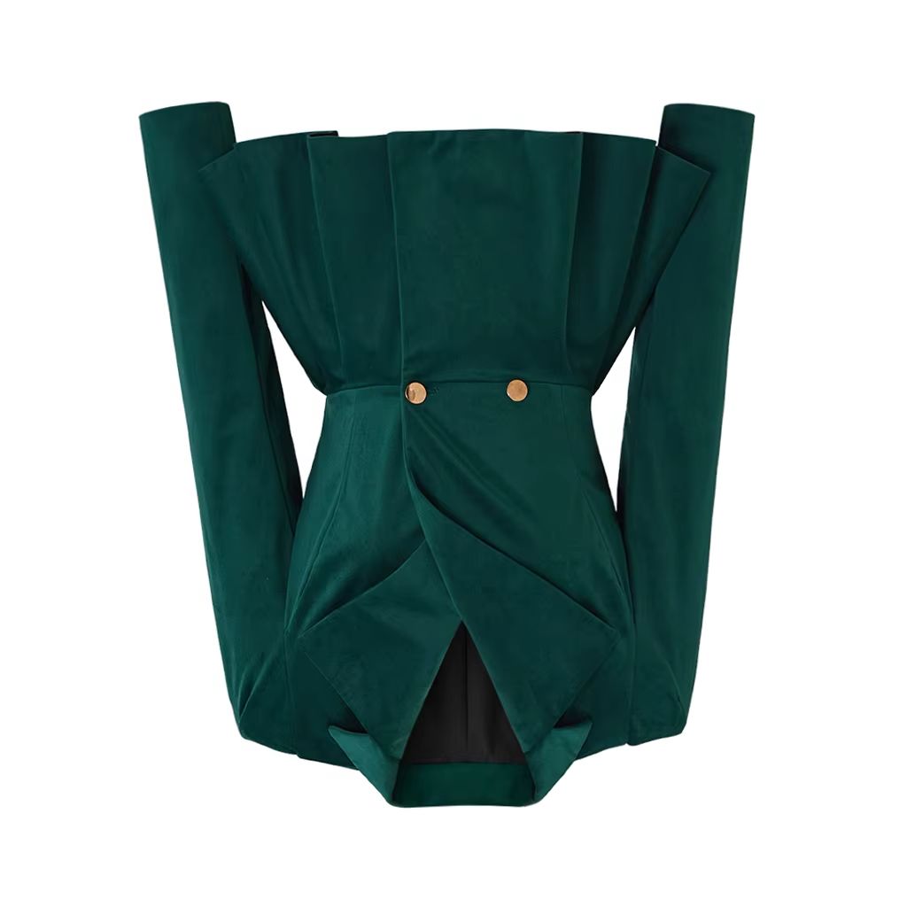 Women'S Gothic Formal Wear - Stokta Mevcut Vintage Gotik Yeşil Kadife