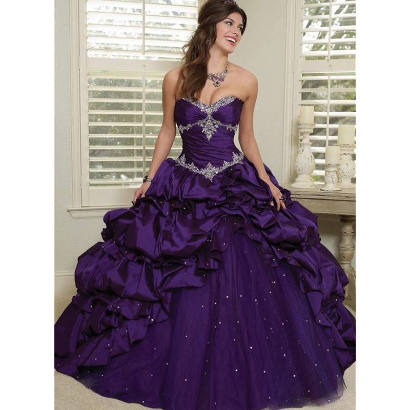 Women'S Gothic Formal Wear - Gotik Mor Gelinlik Kristaller Boncuklu Özelleştirilmiş