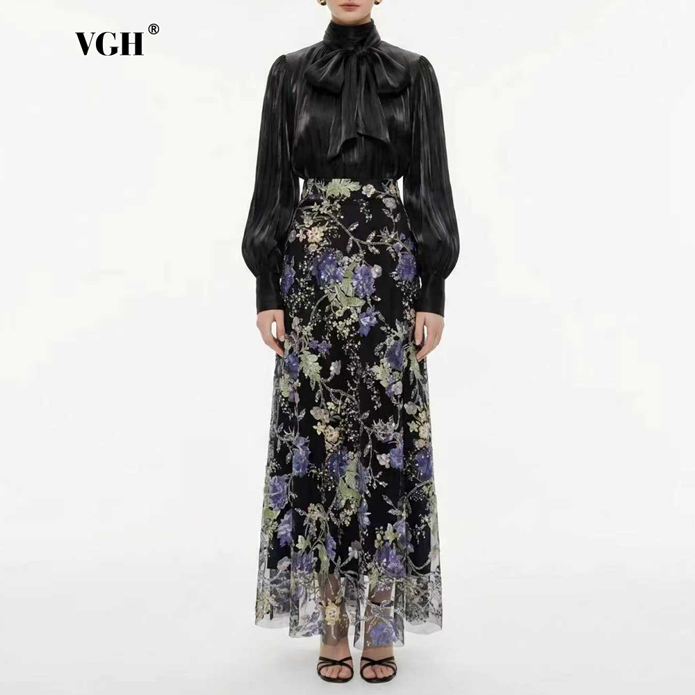 Women'S Formal Wear Suit - VGH Zarif Şık Siyah Çiçek Desenli