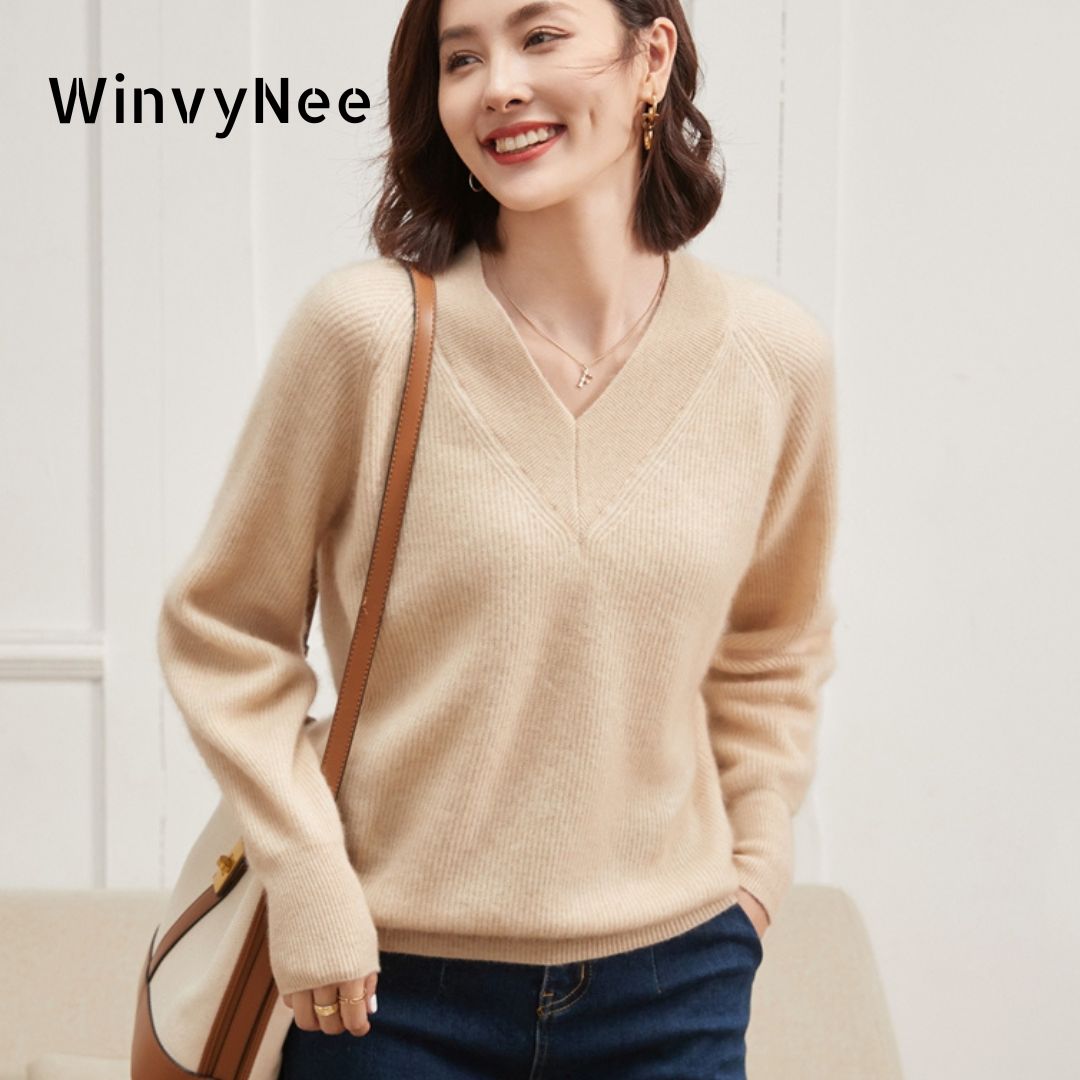 Cashmere Sweater Formal - WinvyNee Kadın Kaşmir Yün Kazak Uzun