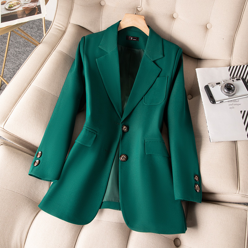 Women Formal Wear With Black Blazer - Mavi Siyah Yeşil Kadın Resmi Blazer