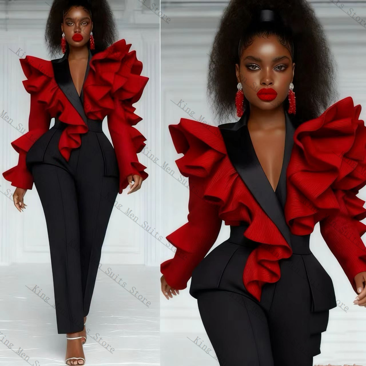 Kırmızı Siyah Kadın Takım Elbi - Women Formal Wear With Black Blazer incelemesi ve fiyatı
