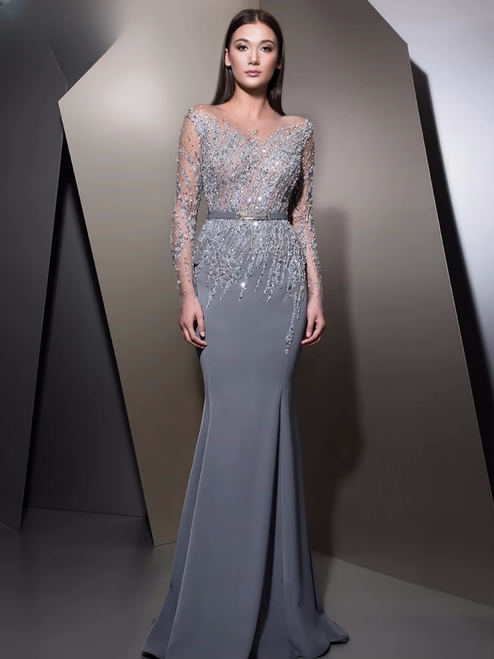 GRACEPROM Illusion Uzun Kollu  - Women'S Formal Dinner Wear incelemesi ve fiyatı
