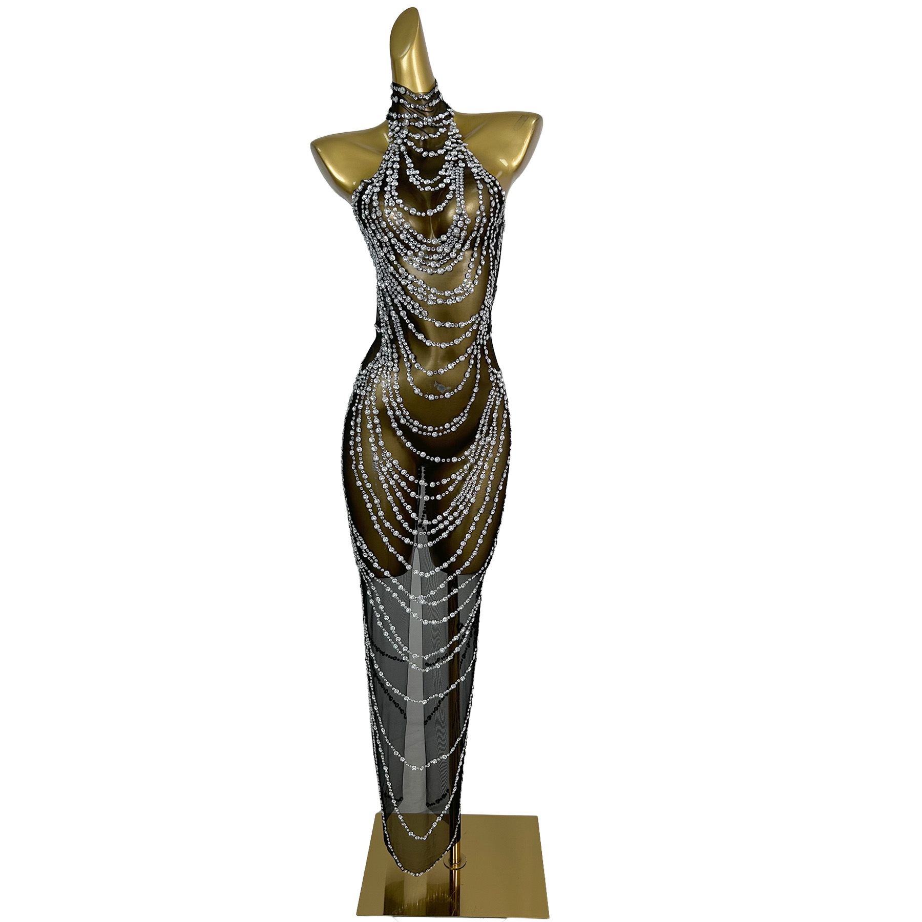 Seksi kolsuz şeffaf taşlı uzun - Women'S Formal Dinner Wear incelemesi ve fiyatı