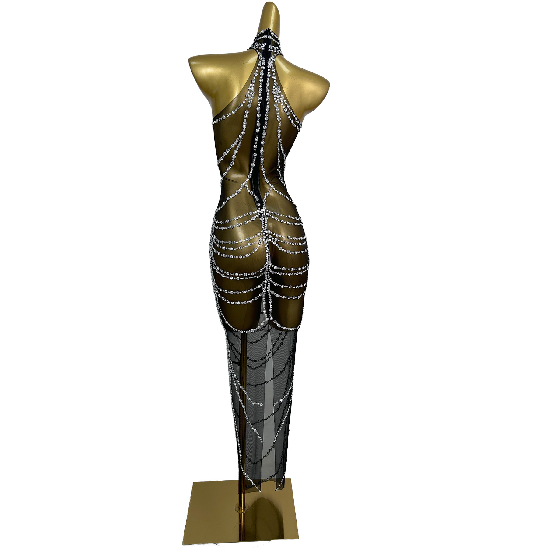 Seksi kolsuz şeffaf taşlı uzun - Women'S Formal Dinner Wear incelemesi ve fiyatı
