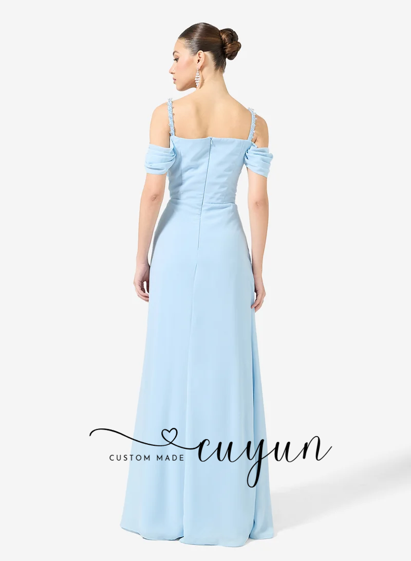 CUYUN Özel Tasarım Gökyüzü Mav - Women'S Formal Dinner Wear incelemesi ve fiyatı
