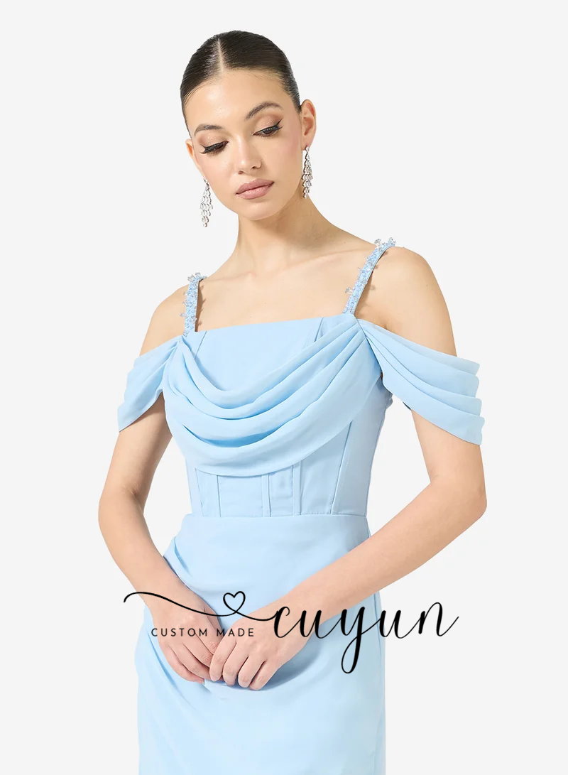 CUYUN Özel Tasarım Gökyüzü Mav - Women'S Formal Dinner Wear incelemesi ve fiyatı
