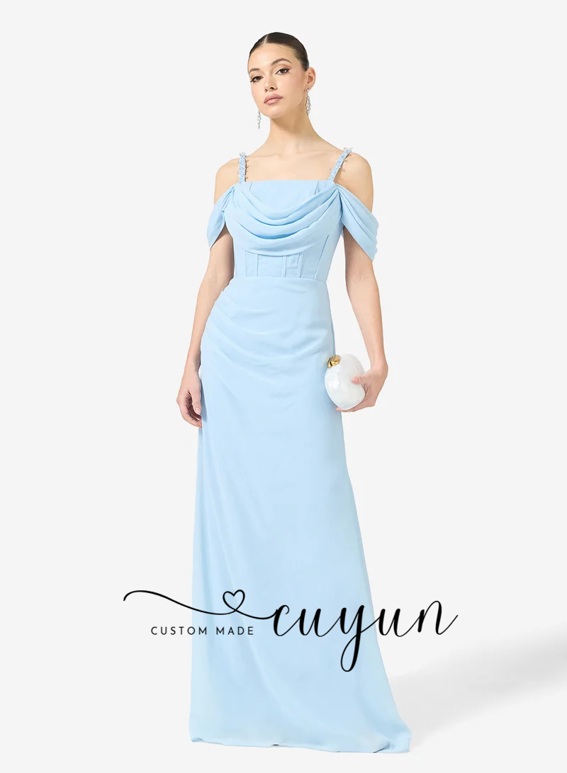 CUYUN Özel Tasarım Gökyüzü Mav - Women'S Formal Dinner Wear incelemesi ve fiyatı