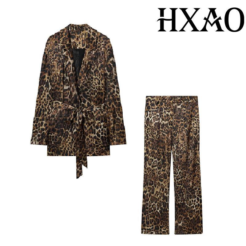 HXAO Leopar Desenli Pantolon T - Women'S Formal Wear Suit incelemesi ve fiyatı