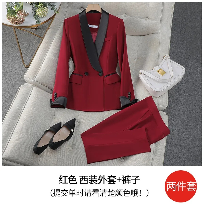 Şık Kırmızı Siyah Kadın Pantol - Women Formal Wear With Black Blazer incelemesi ve fiyatı