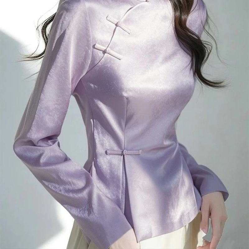 2025 Bahar Mor Saten Gömlek ka - Women'S Formal Wear Suit incelemesi ve fiyatı