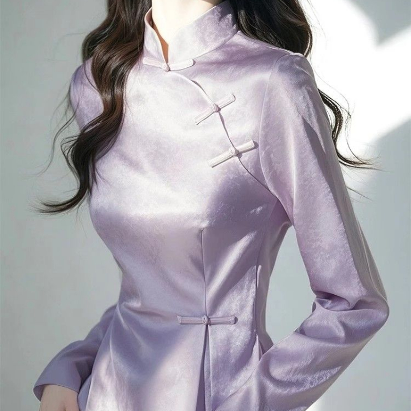 2025 Bahar Mor Saten Gömlek ka - Women'S Formal Wear Suit incelemesi ve fiyatı